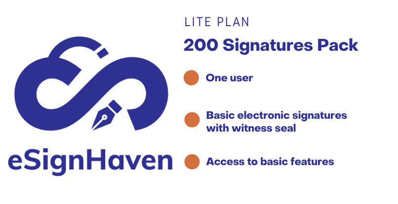 Lite plan - yearly: 200 basic signatures pack